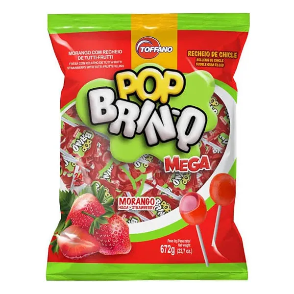 PIRULITO POP BRINQ MEGA MORANGO 672G