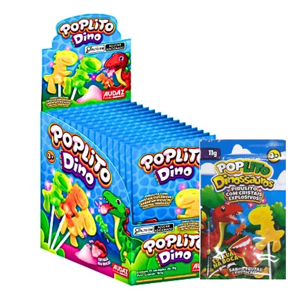 POP LITO DINO C/CRISTAIS EXPLOSIVOS PT C/15